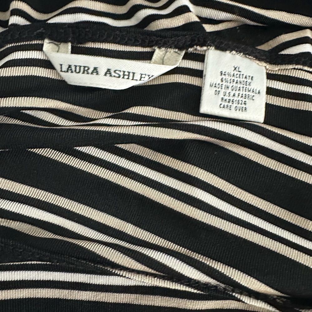 Laura Ashley Black Tan White Striped Sleeveless Blouse – XL - Picture 3 of 3